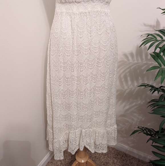 Reba Vintage Lace Boho Embroidered Beaded Cap Sleeve Midi Dress Cream Medium - Picture 7 of 8